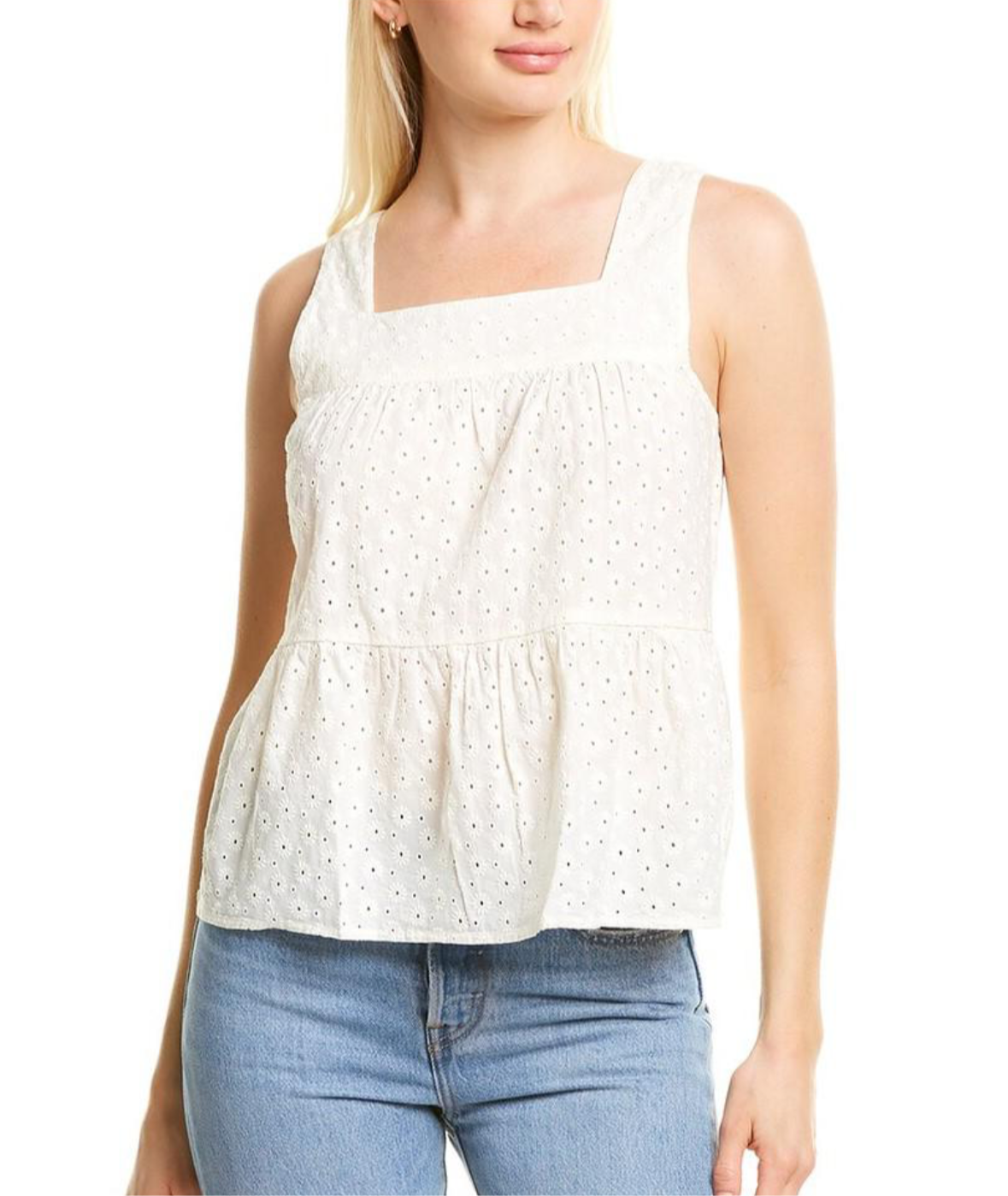 Taylor Eyelet Sleeveless Peplum Top