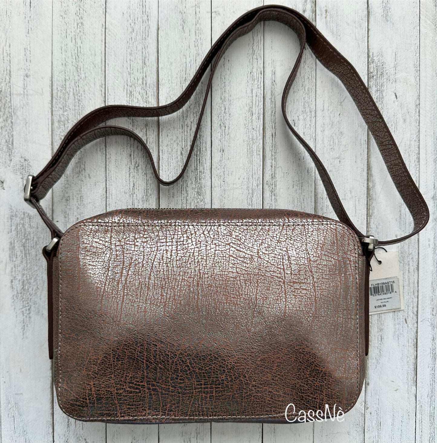 Fossil Riley Metallic Top Zip Camera Crossbody Handbag