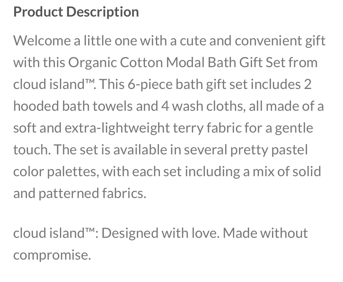 Baby 6pk Cotton Modal Bath Gift Set – Cloud Island